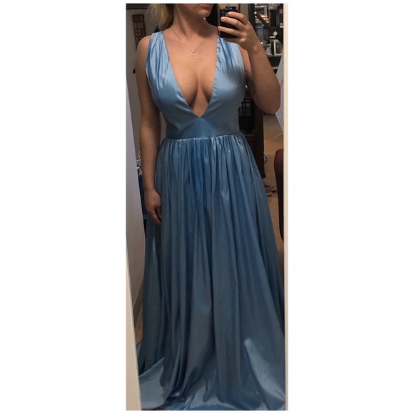 A-Line/princess Evening Dress in baby blue - Picture 3 of 6